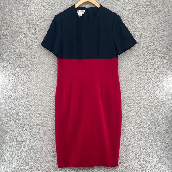 Talbots Dresses & Skirts - Talbots Dress Womens 10 Black Red Colorblock Wool Shift Short Sleeves Vintage*
